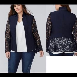 NEW LANE BRYANT PLUS SIZE Blue LACE JACKET SZ 16